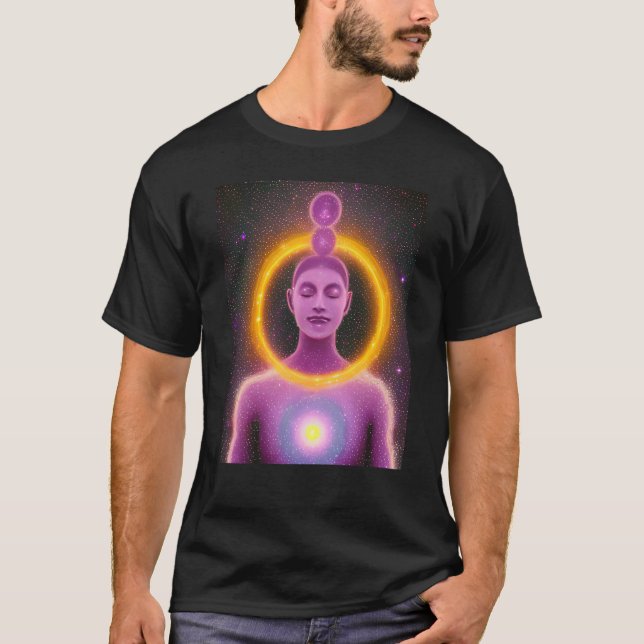 Camiseta Yoga Girl Female Sun Salutation Meditation Chakra (Frente)