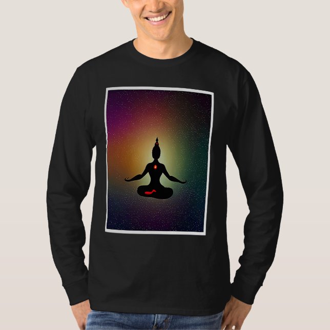 Camiseta Yoga Girl Female Sun Salutation Meditation Chakra  (Frente)