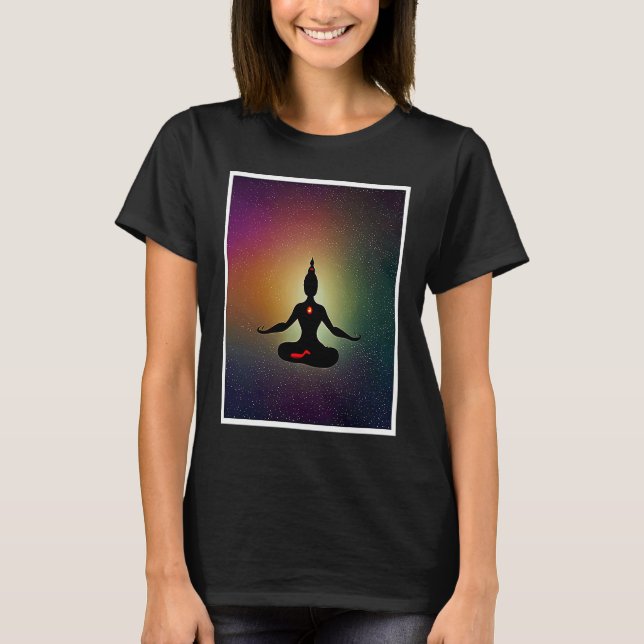 Camiseta Yoga Girl Female Sun Salutation Meditation Chakra  (Frente)