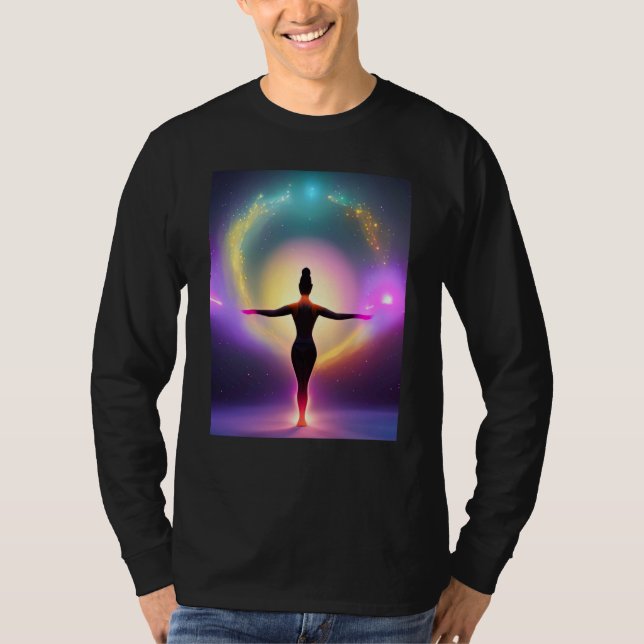 Camiseta Yoga Girl Female Sun Salutation Meditation Chakra  (Frente)