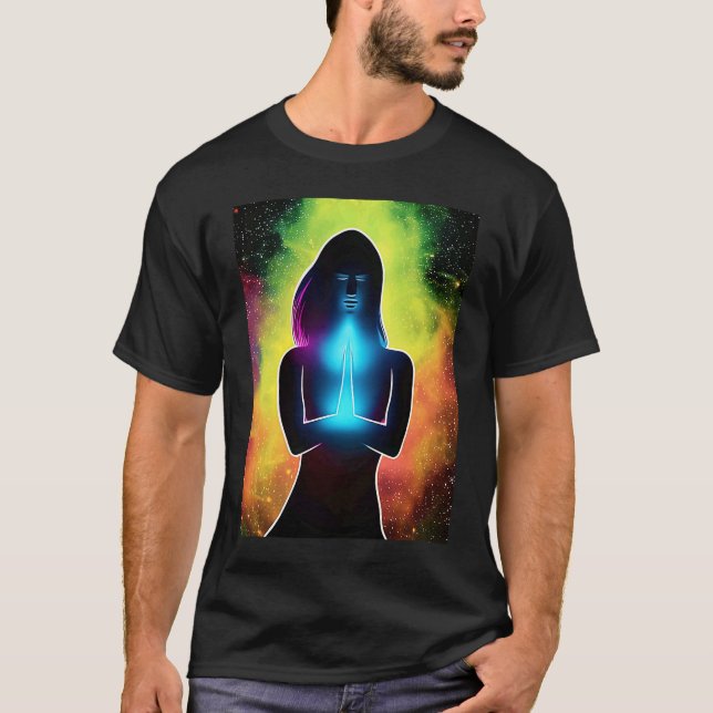 Camiseta Yoga Girl Female Sun Salutation Meditation Chakra (Frente)