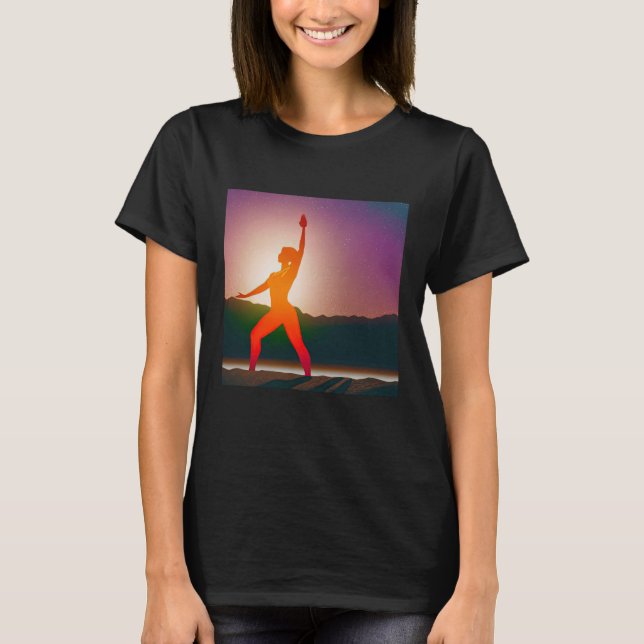 Camiseta Yoga Girl Female Sun Salutation Meditation Chakra (Frente)
