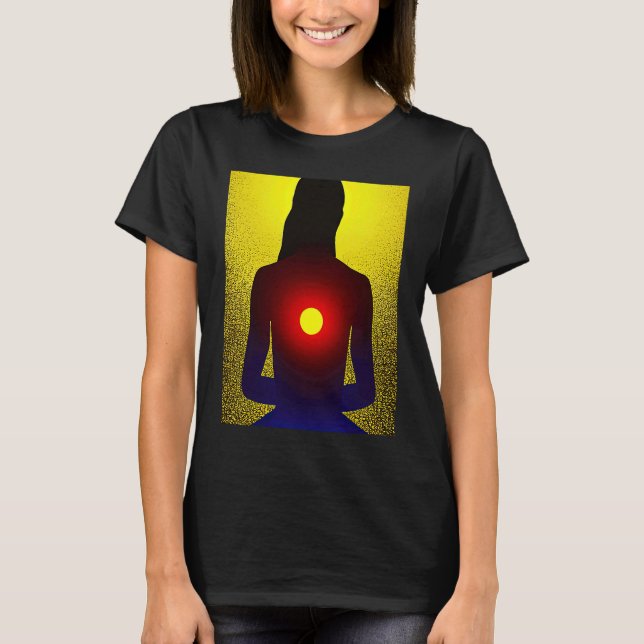 Camiseta Yoga Girl Female Sun Salutation Meditation Chakra (Frente)