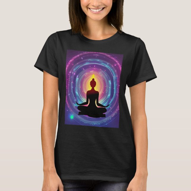 Camiseta Yoga Girl Female Sun Salutation Meditation Chakra  (Frente)