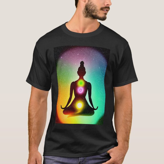 Camiseta Yoga Girl Female Sun Salutation Meditation Chakra (Frente)