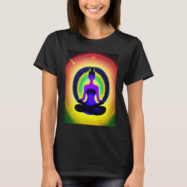 Camiseta Yoga Girl Female Sun Salutation Meditation Chakra  (Frente)