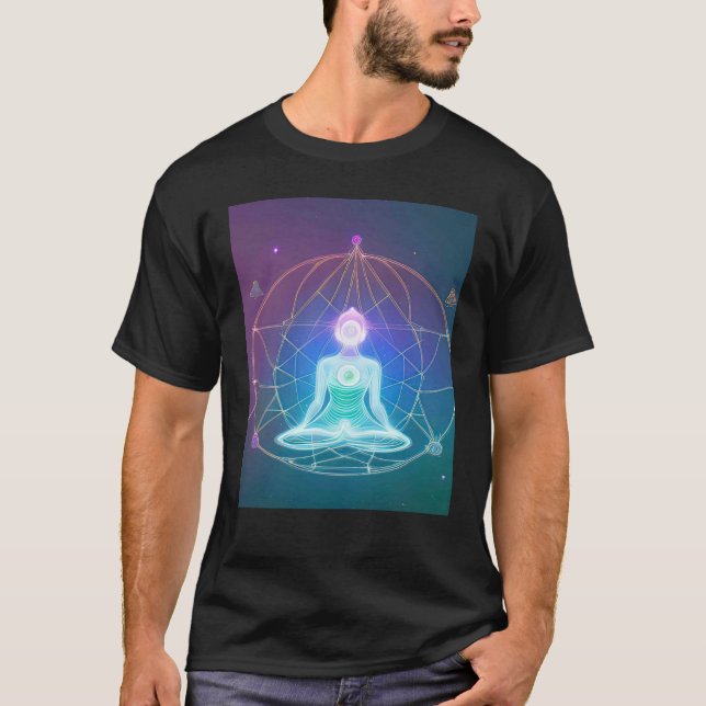 Camiseta Yoga Girl Female Sun Salutation Meditation Chakra (Frente)