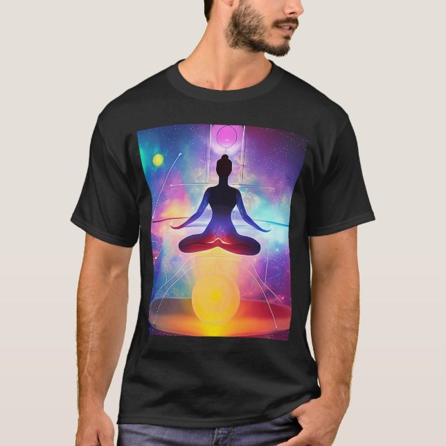 Camiseta Yoga Girl Female Sun Salutation Meditation Chakra (Frente)