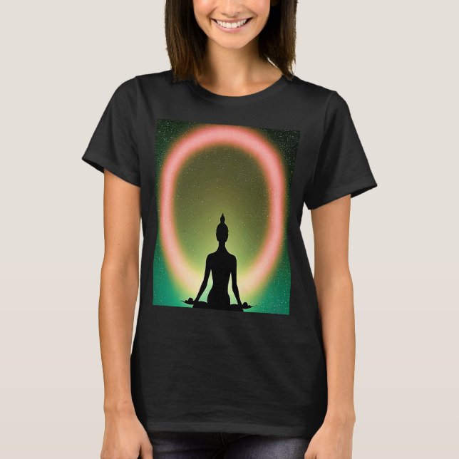 Camiseta Yoga Girl Female Sun Salutation Meditation Chakra  (Frente)