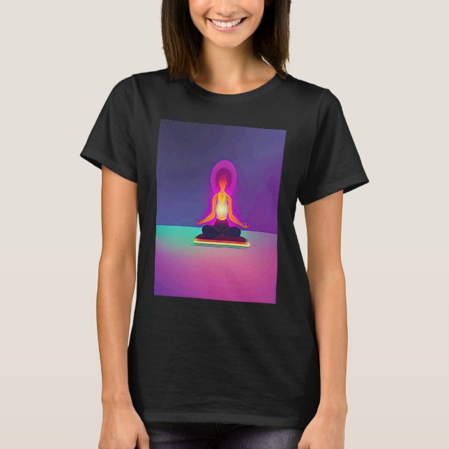 Camiseta Yoga Girl Female Sun Salutation Meditation Chakra  (Frente)