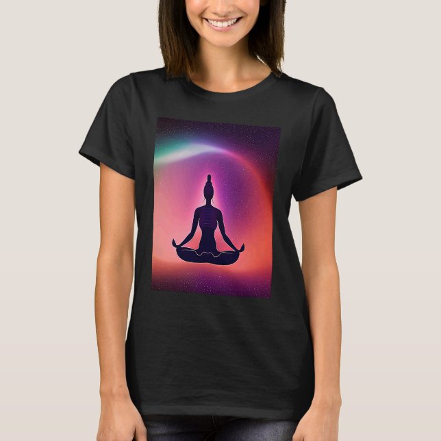 Camiseta Yoga Girl Female Sun Salutation Meditation Chakra (Frente)