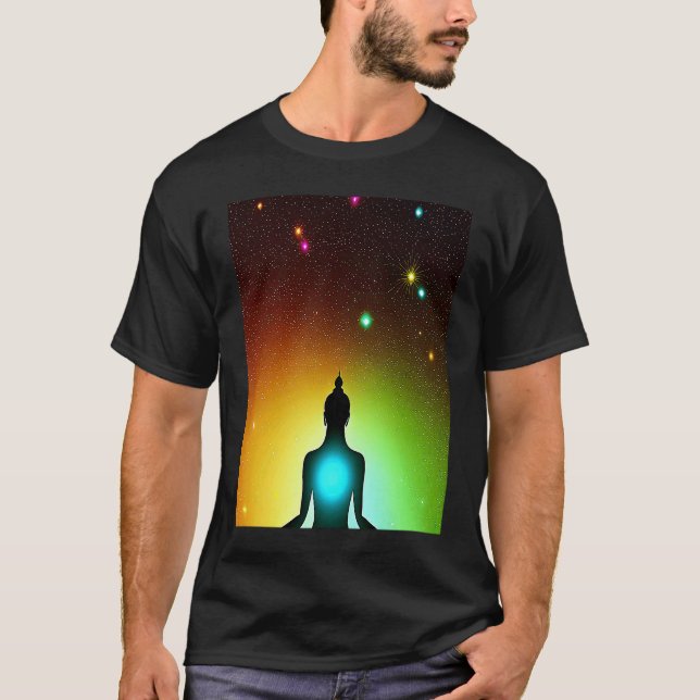 Camiseta Yoga Girl Female Sun Salutation Meditation Chakra  (Frente)