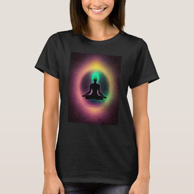 Camiseta Yoga Girl Female Sun Salutation Meditation Chakra (Frente)