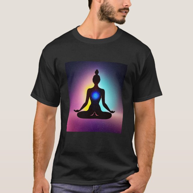 Camiseta Yoga Girl Female Sun Salutation Meditation Chakra  (Frente)