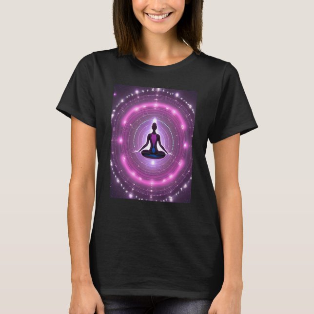 Camiseta Yoga Girl Female Sun Salutation Meditation Chakra (Frente)