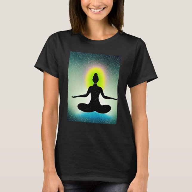 Camiseta Yoga Girl Female Sun Salutation Meditation Chakra  (Frente)