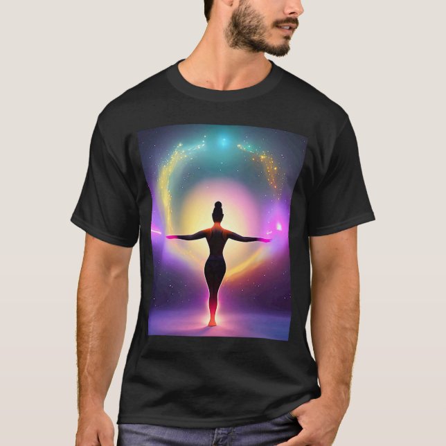 Camiseta Yoga Girl Female Sun Salutation Meditation Chakra (Frente)