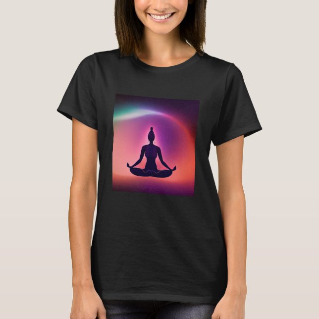 Camiseta Yoga Girl Female Sun Salutation Meditation Chakra  (Frente)
