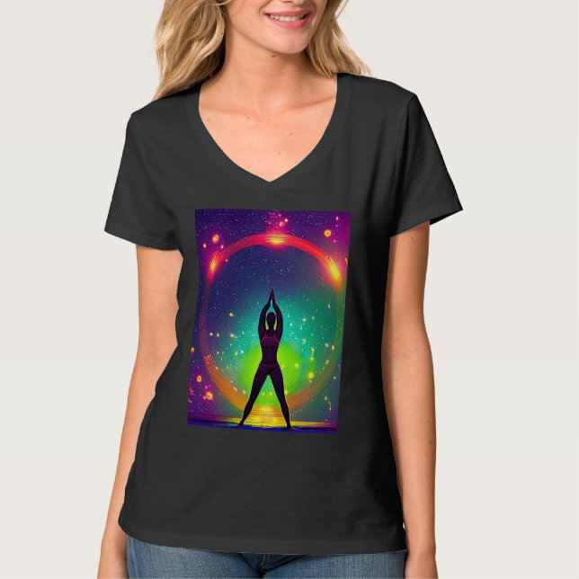 Camiseta Yoga Girl Female Sun Salutation Meditation Chakra  (Frente)