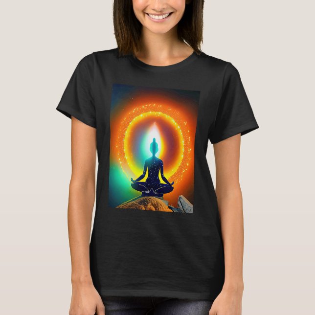Camiseta Yoga Girl Female Sun Salutation Meditation Chakra (Frente)