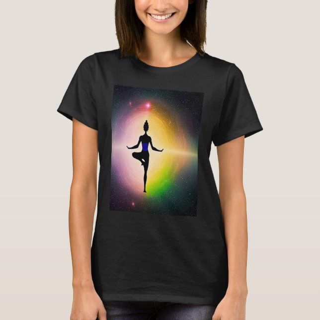Camiseta Yoga Girl Female Sun Salutation Meditation Chakra  (Frente)