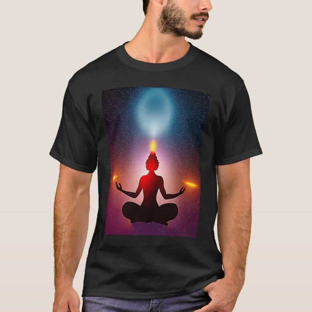 Camiseta Yoga Girl Female Sun Salutation Meditation Chakra  (Frente)