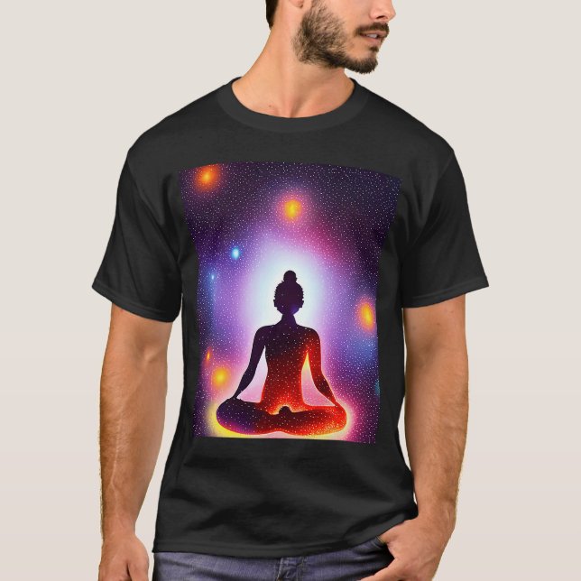 Camiseta Yoga Girl Female Sun Salutation Meditation Chakra (Frente)