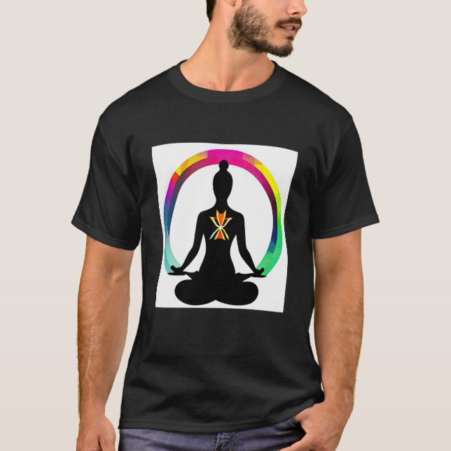 Camiseta Yoga Girl Female Sun Salutation Meditation Chakra  (Frente)