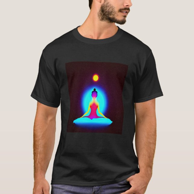 Camiseta Yoga Girl Female Sun Salutation Meditation Chakra  (Frente)