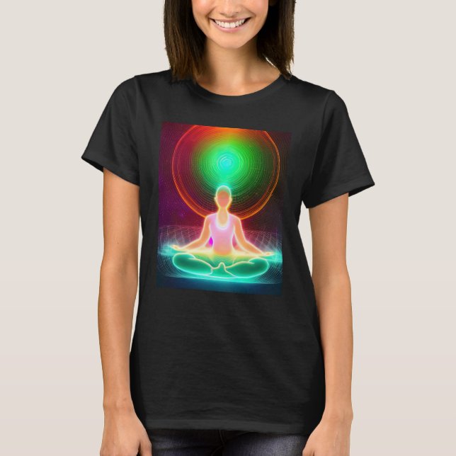 Camiseta Yoga Girl Female Sun Salutation Meditation Chakra (Frente)