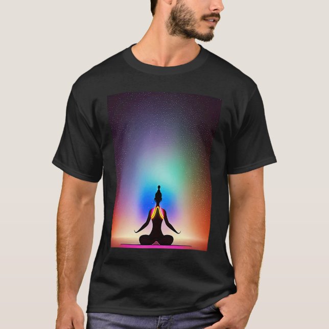 Camiseta Yoga Girl Female Sun Salutation Meditation Chakra  (Frente)