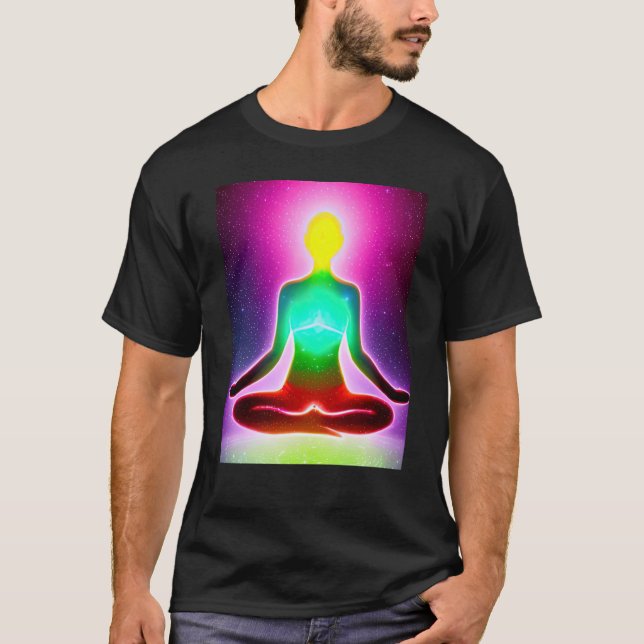 Camiseta Yoga Girl Female Sun Salutation Meditation Chakra (Frente)