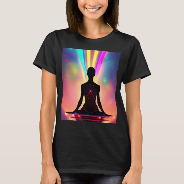 Camiseta Yoga Girl Female Sun Salutation Meditation Chakra (Frente)