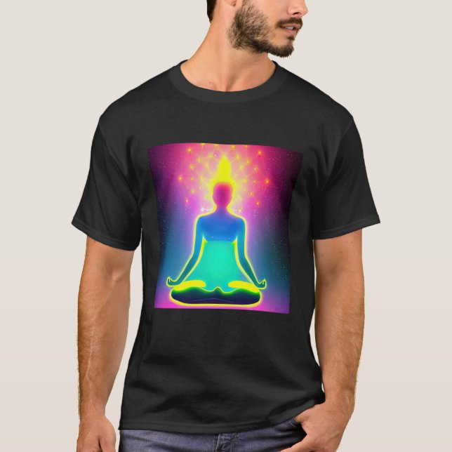 Camiseta Yoga Girl Female Sun Salutation Meditation Chakra  (Frente)