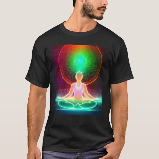 Camiseta Yoga Girl Female Sun Salutation Meditation Chakra  (Frente)