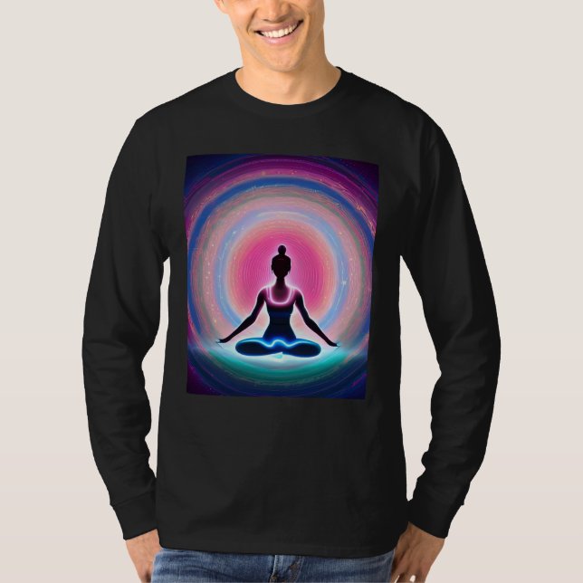 Camiseta Yoga Girl Female Sun Salutation Meditation Chakra  (Frente)