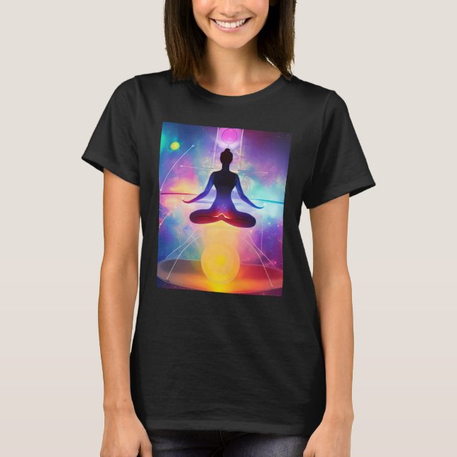 Camiseta Yoga Girl Female Sun Salutation Meditation Chakra (Frente)