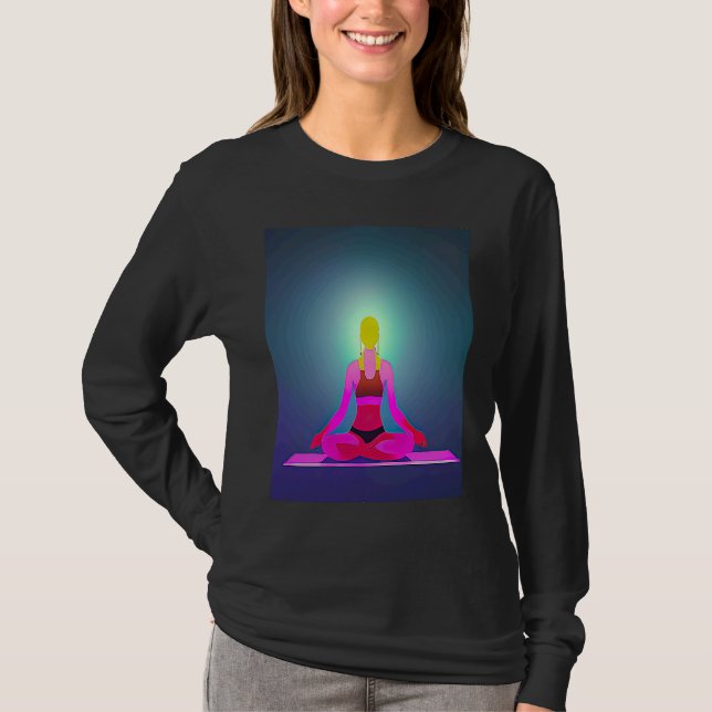 Camiseta Yoga Girl Female Sun Salutation Meditation Chakra  (Frente)