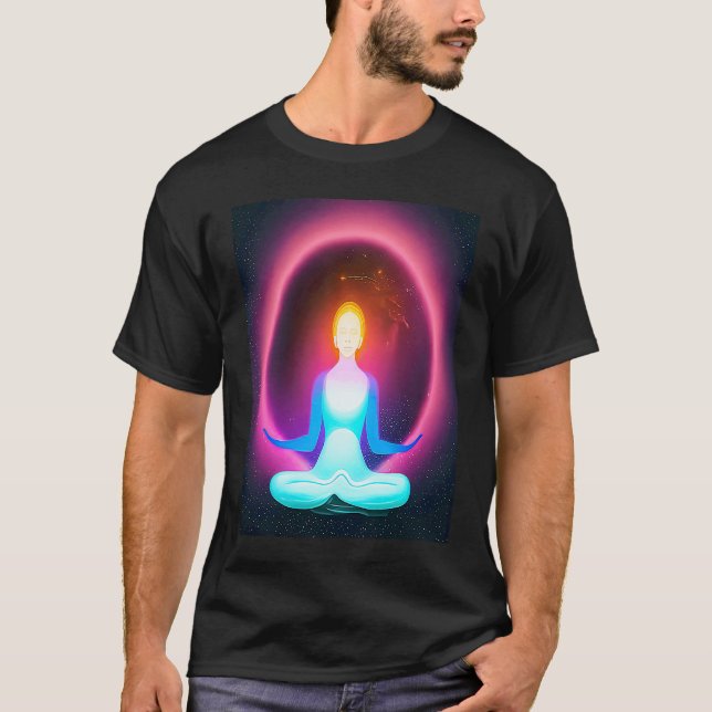 Camiseta Yoga Girl Female Sun Salutation Meditation Chakra  (Frente)