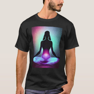 Camiseta Yoga Girl Female Sun Salutation Meditation Chakra