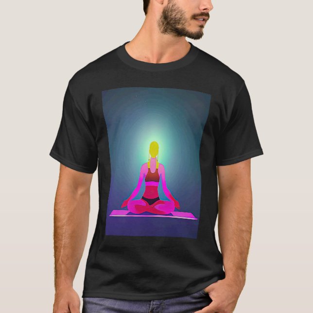 Camiseta Yoga Girl Female Sun Salutation Meditation Chakra  (Frente)