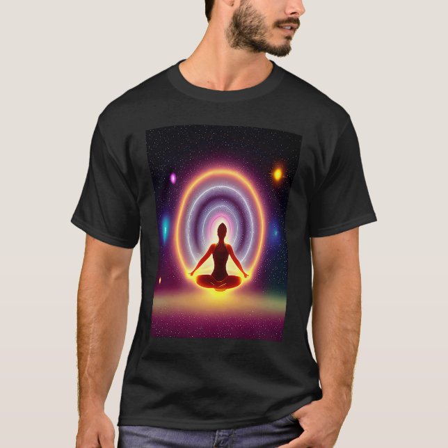 Camiseta Yoga Girl Female Sun Salutation Meditation Chakra  (Frente)