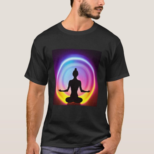 Camiseta Yoga Girl Female Sun Salutation Meditation Chakra  (Frente)