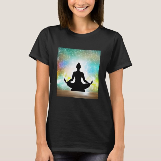 Camiseta Yoga Girl Female Sun Salutation Meditation Chakra  (Frente)