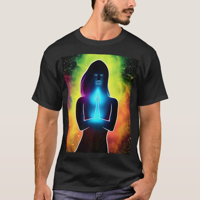 Camiseta Yoga Girl Female Sun Salutation Meditation Chakra (Frente)
