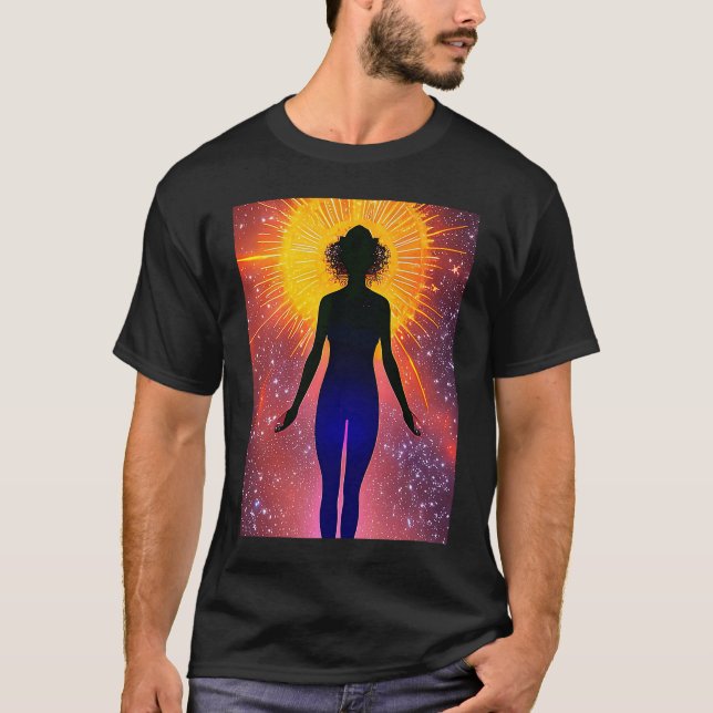 Camiseta Yoga Girl Female Sun Salutation Meditation Chakra (Frente)