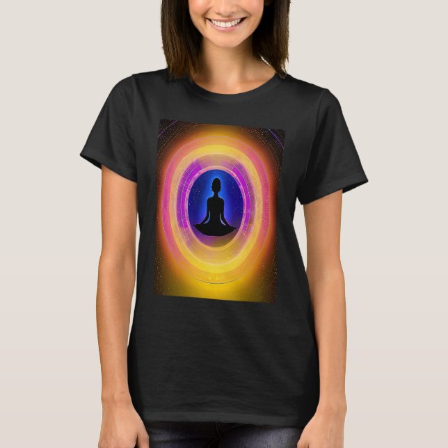 Camiseta Yoga Girl Female Sun Salutation Meditation Chakra  (Frente)