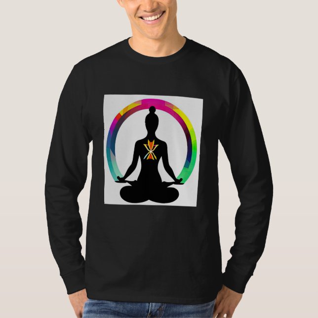 Camiseta Yoga Girl Female Sun Salutation Meditation Chakra  (Frente)