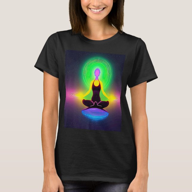 Camiseta Yoga Girl Female Sun Salutation Meditation Chakra (Frente)
