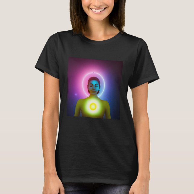 Camiseta Yoga Girl Female Sun Salutation Meditation Chakra (Frente)